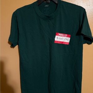 Green "Hello, I'm awesome" cotton t-shirt small #casual